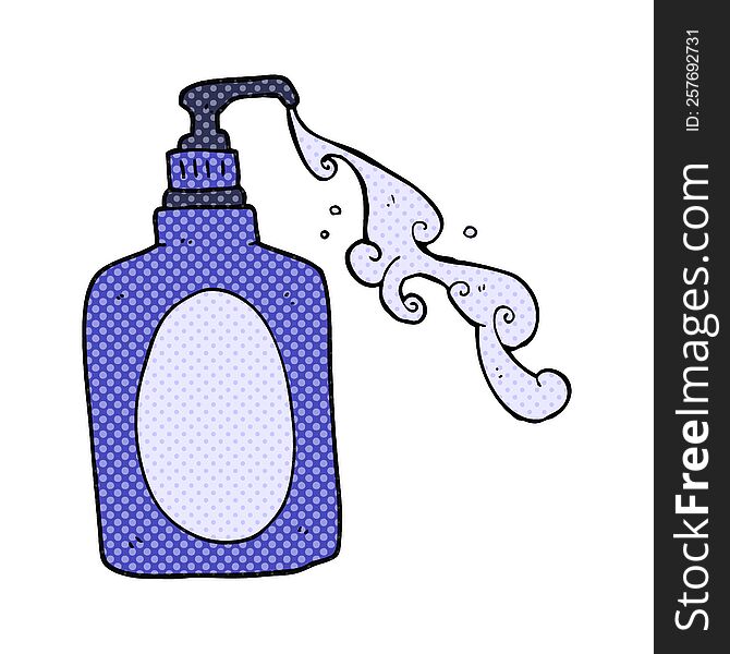 freehand drawn comic book style cartoon hand soap squirting