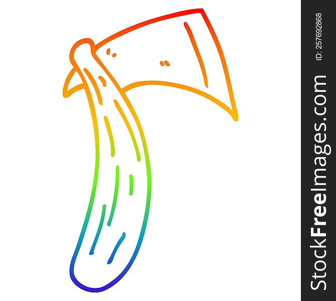 Rainbow Gradient Line Drawing Cartoon Sharp Axe