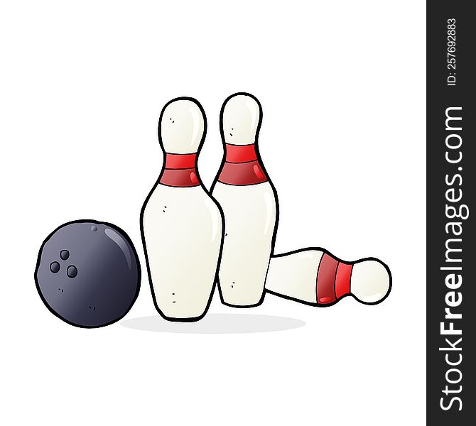 Cartoon Bowling Ball And Skittles