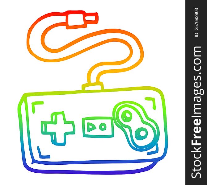 rainbow gradient line drawing of a cartoon game controller