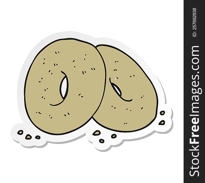 sticker of a cartoon bagels