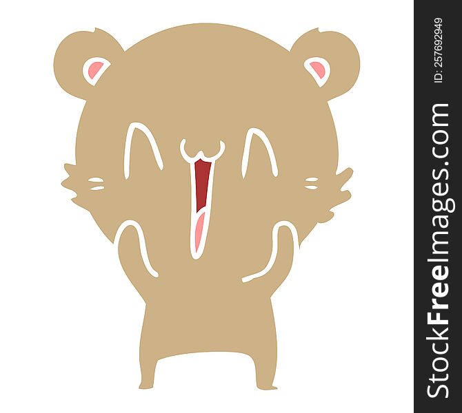 happy bear flat color style cartoon