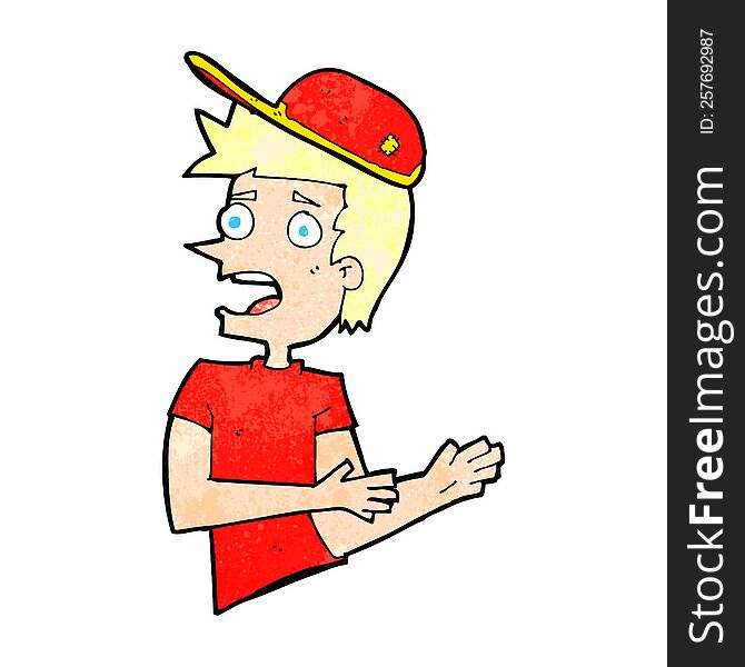 cartoon shocked man wearing cap