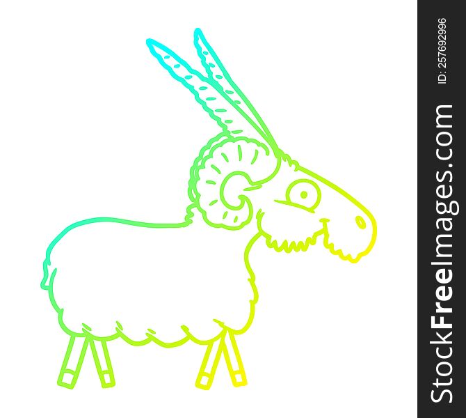 Cold Gradient Line Drawing Cartoon Goat