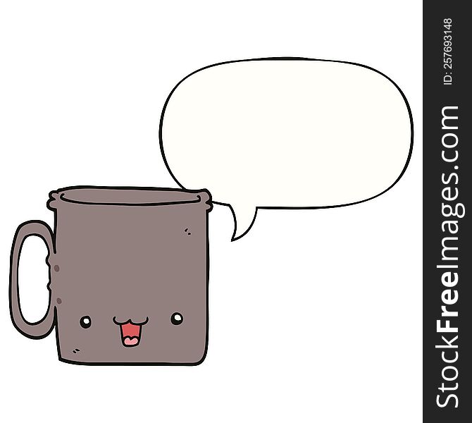 Cartoon Cup And Speech Bubble