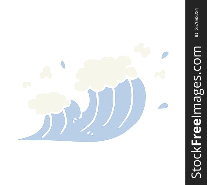 flat color illustration cartoon wave crashing