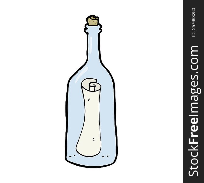 Cartoon Letter In A Bottle