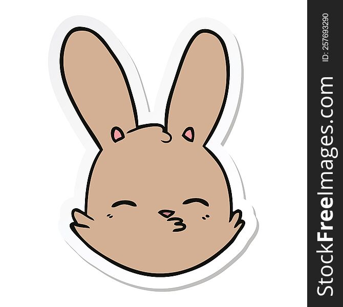 Sticker Of A Cartoon Bunny Face Considering