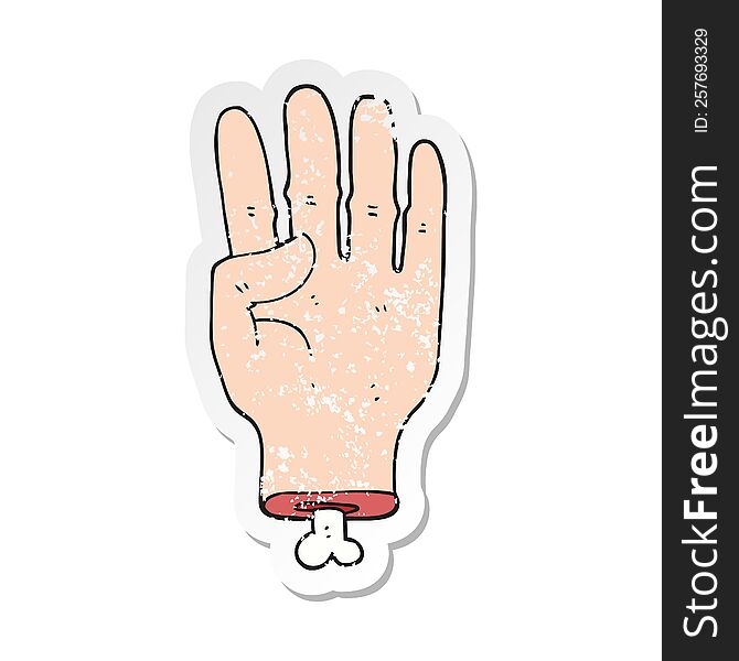 retro distressed sticker of a cartoon hand