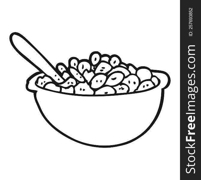 Black And White Cartoon Bowl Of Cereal
