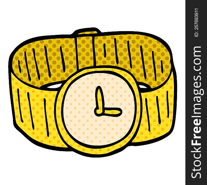 cartoon doodle gold wrist watch