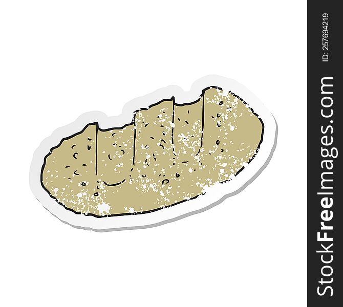 Retro Distressed Sticker Of A Cartoon Bread