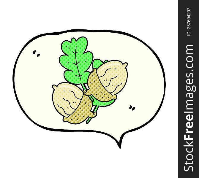 freehand drawn comic book speech bubble cartoon acorns