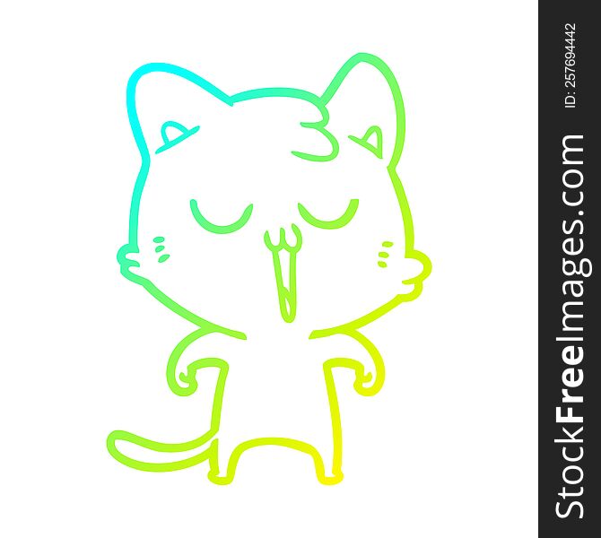 cold gradient line drawing cartoon cat singing