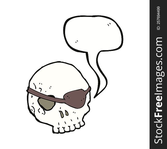 Cartoon Skull With Eye Patch With Speech Bubble