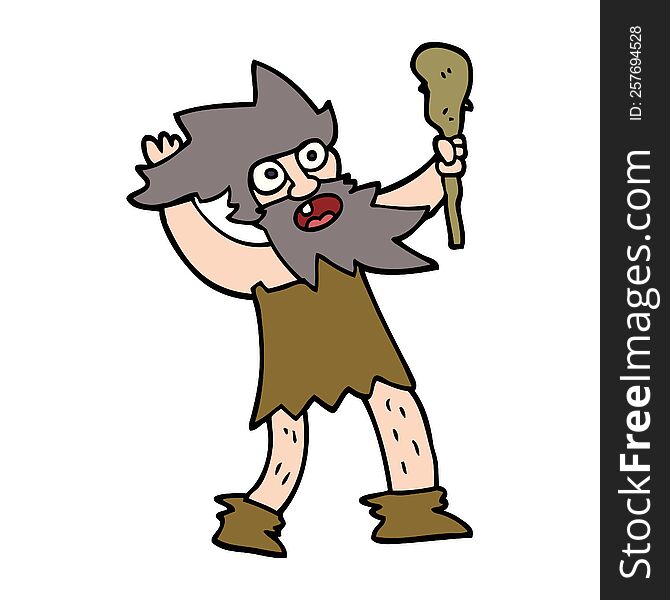 Cartoon Doodle Crazy Caveman