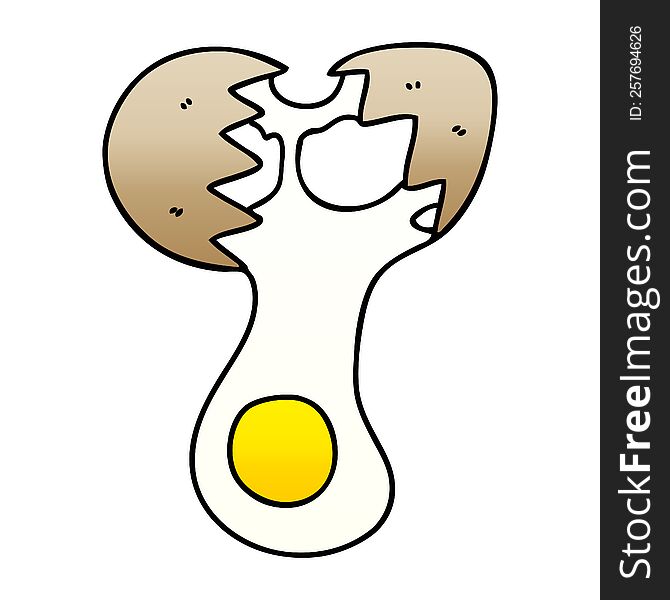 gradient shaded quirky cartoon cracked egg. gradient shaded quirky cartoon cracked egg