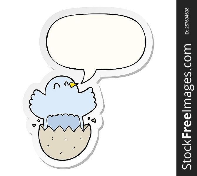 cartoon hatching chicken and speech bubble sticker