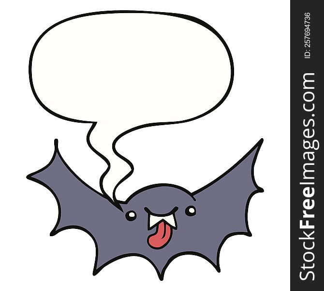 Cartoon Vampire Bat And Speech Bubble