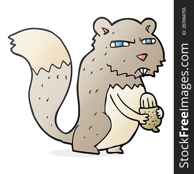 cartoon angry squirrel with nut