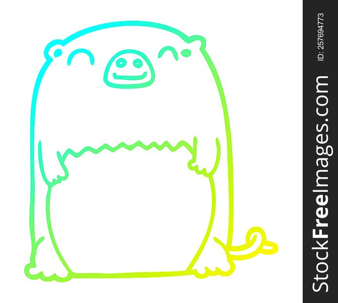 cold gradient line drawing of a cartoon creature