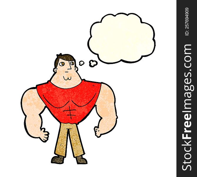 Cartoon Body Builder With Thought Bubble