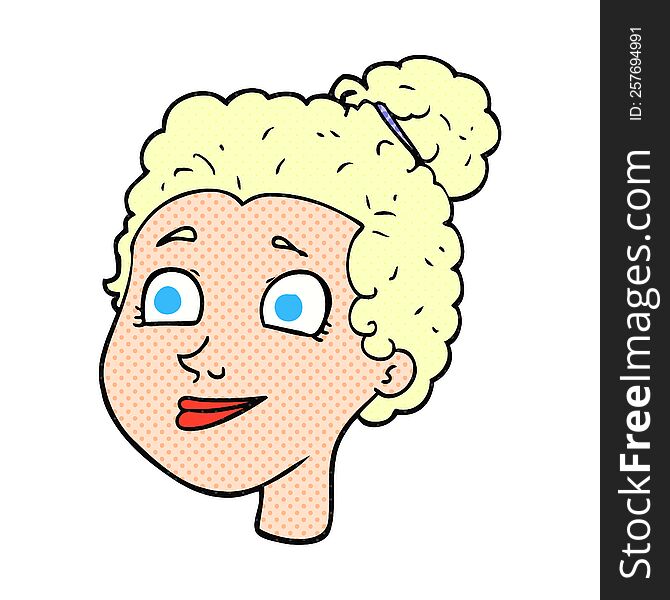 freehand drawn cartoon female face