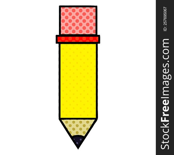 Comic Book Style Cartoon Of A Pencil