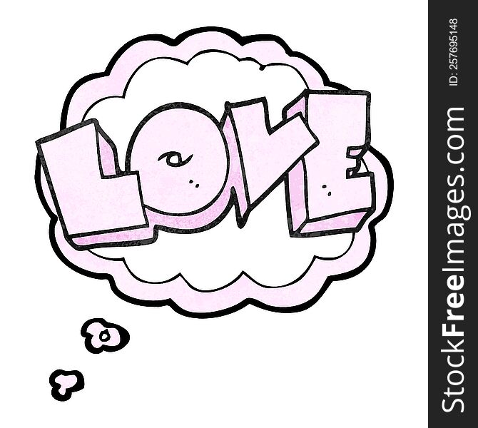 freehand drawn thought bubble textured cartoon love sign