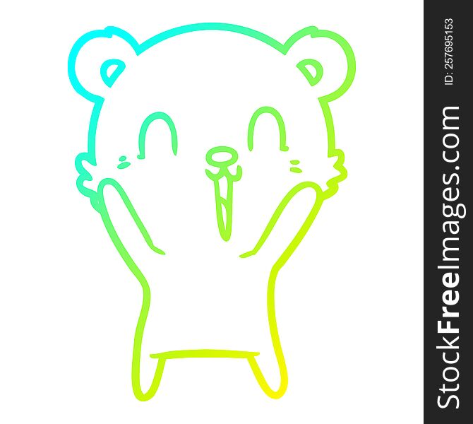 cold gradient line drawing of a happy cartoon polar bear