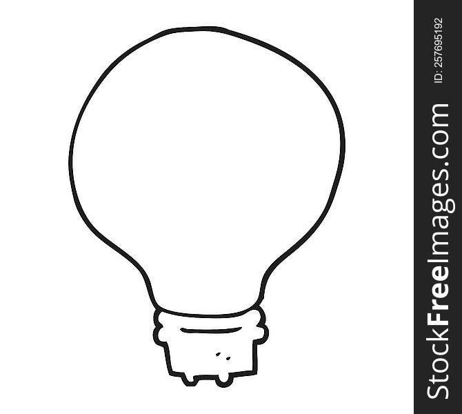 black and white cartoon light bulb