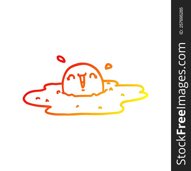 Warm Gradient Line Drawing Cartoon Fried Egg