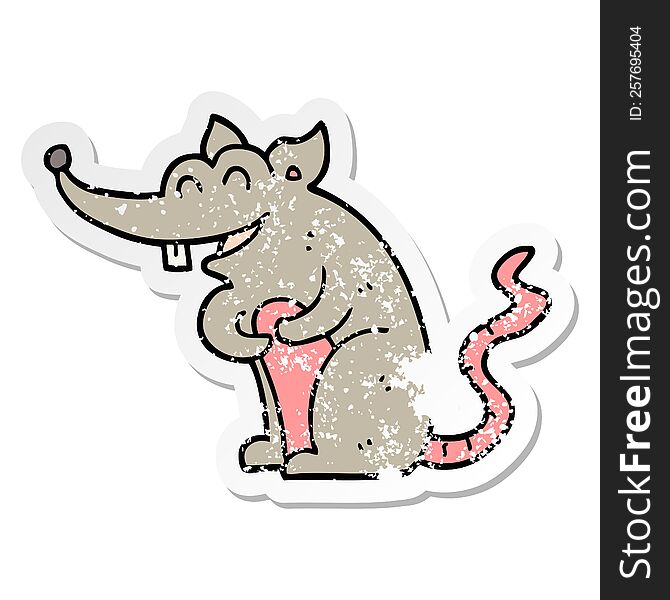 Distressed Sticker Of A Cartoon Rat