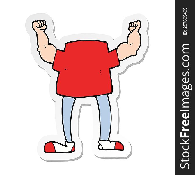 Sticker Of A Cartoon Headless Man