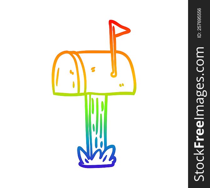 rainbow gradient line drawing of a mailbox