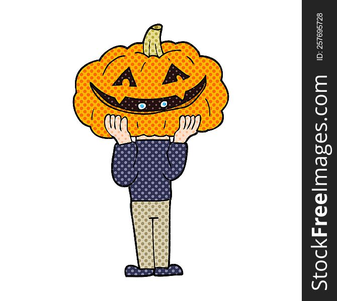 Cartoon Pumpkin Head Halloween Costume