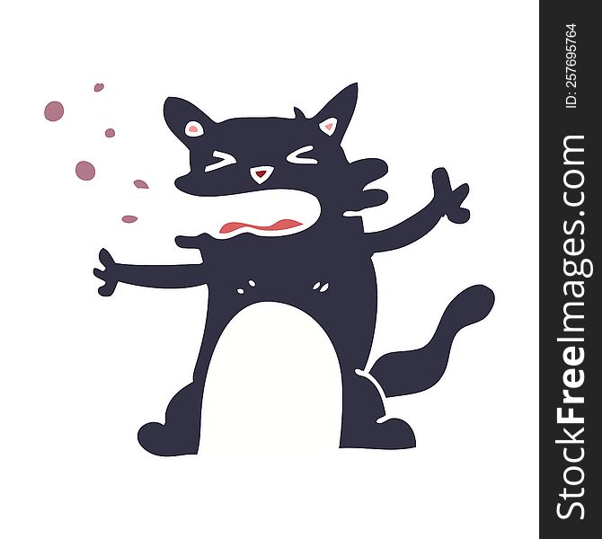 Cartoon Doodle Hiccuping Cat