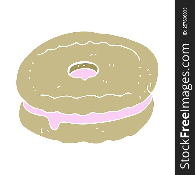 Flat Color Illustration Of A Cartoon Biscuit