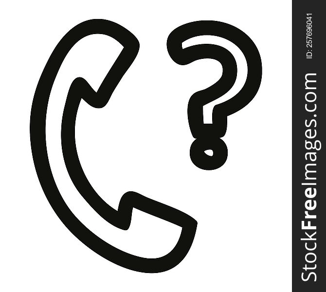 telephone handset with question mark icon symbol