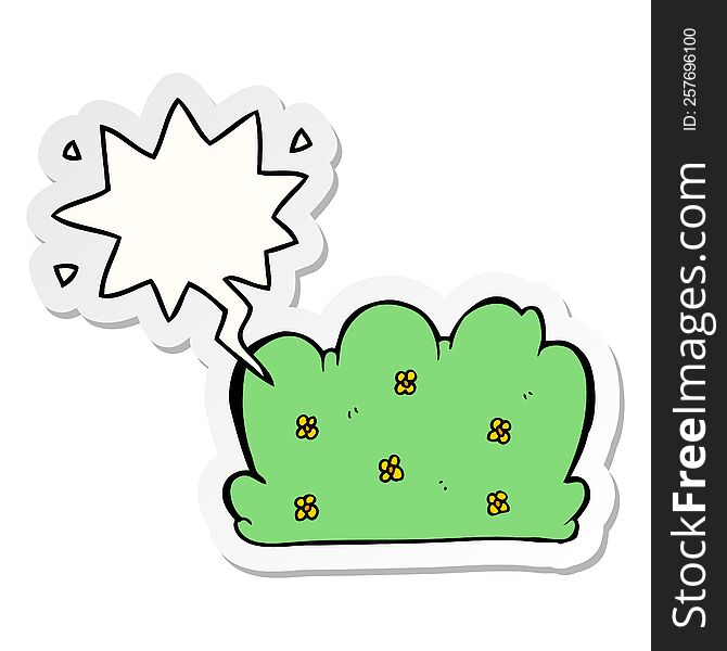 cartoon hedge with speech bubble sticker. cartoon hedge with speech bubble sticker