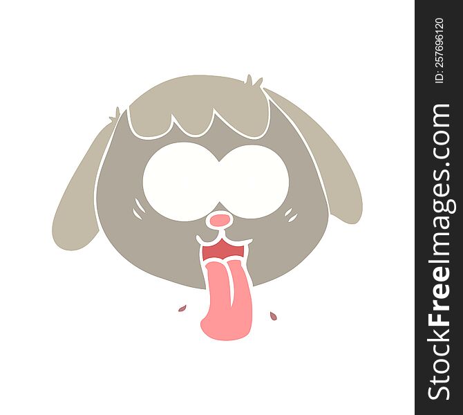 Flat Color Style Cartoon Dog Face Panting