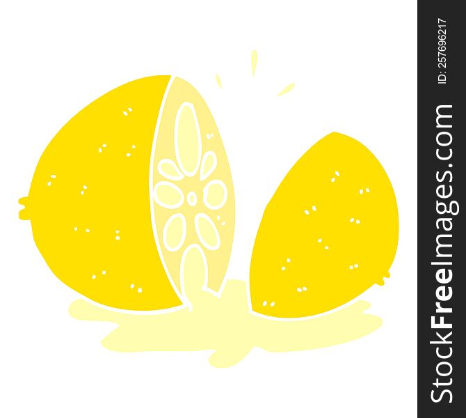 Flat Color Style Cartoon Cut Lemon