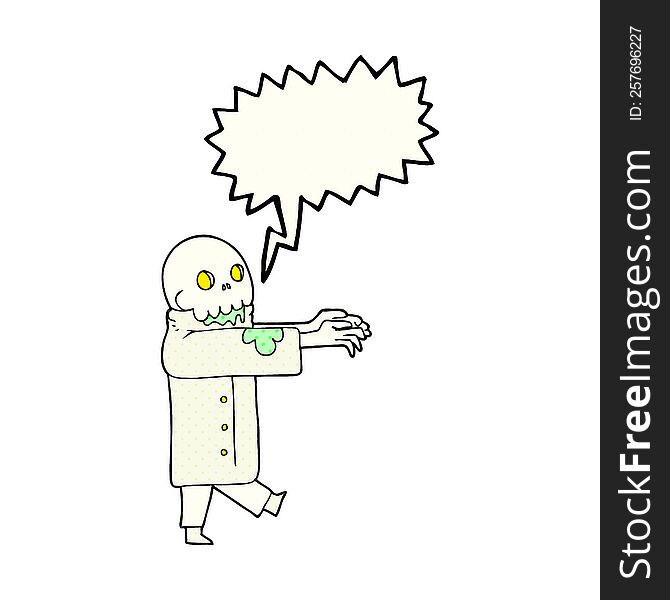 freehand drawn comic book speech bubble cartoon zombie