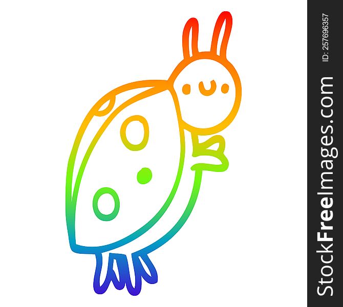Rainbow Gradient Line Drawing Cartoon Ladybug