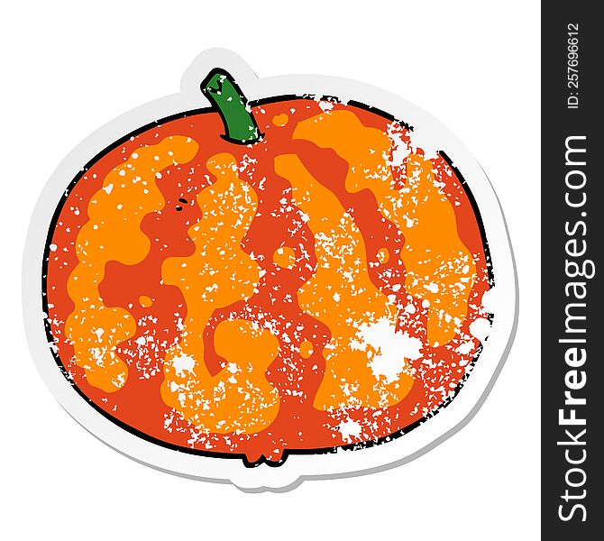Distressed Sticker Of A Cartoon Melon