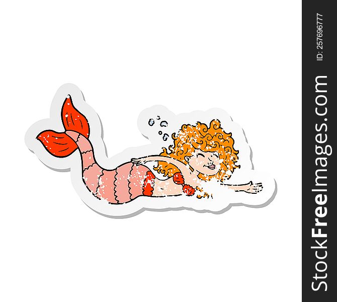 Distressed Sticker Of A Cartoon Mermaid