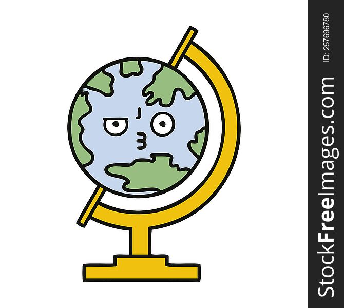 cute cartoon of a globe of the world