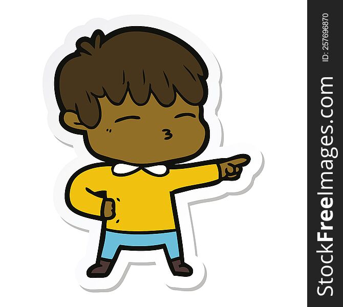 sticker of a cartoon curious boy