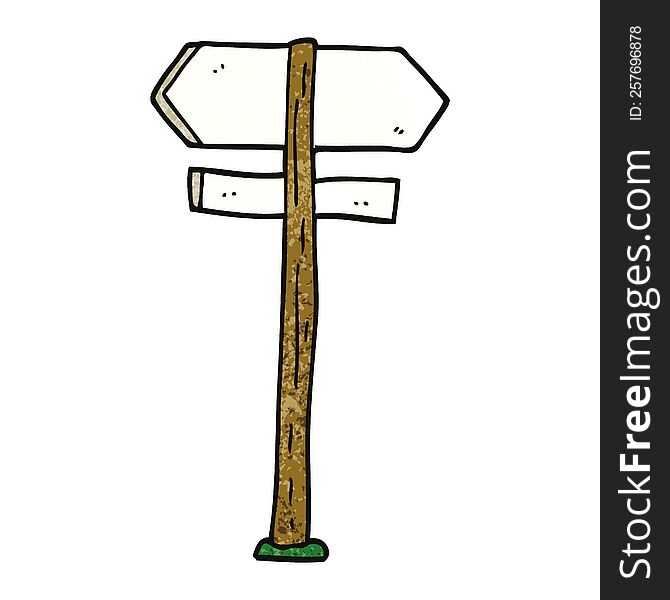 cartoon doodle painted direction sign posts