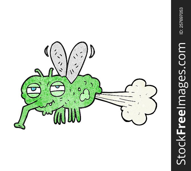 freehand textured cartoon gross farting fly